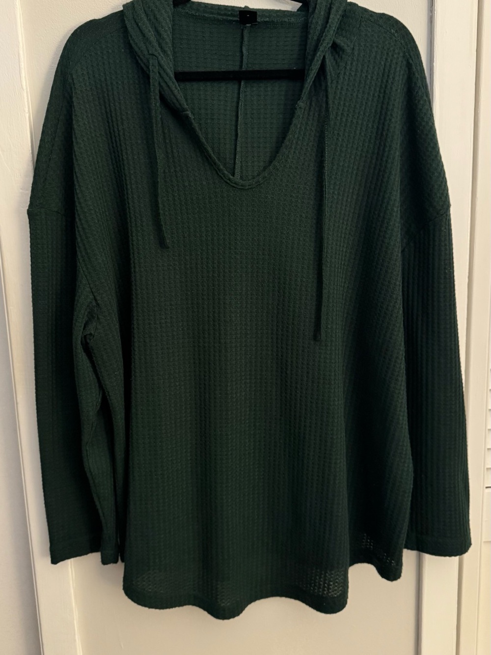 SHEIN Curve 3XL Dark Green Waffle Knit Hooded Top Plus Size